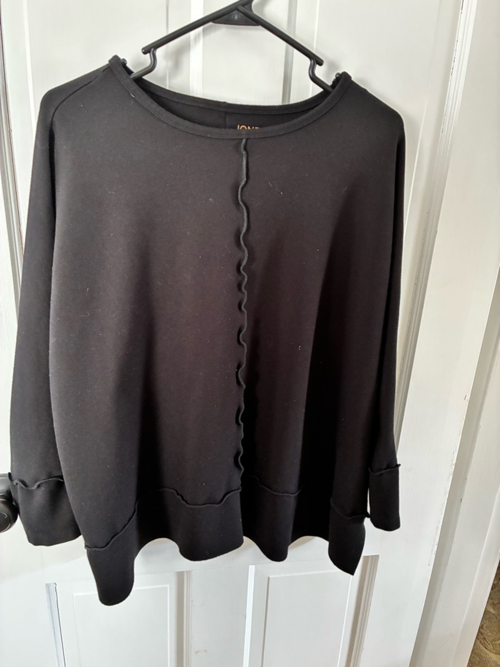 Jones New York Black Ruffle-Trim Pullover Sweatshirt